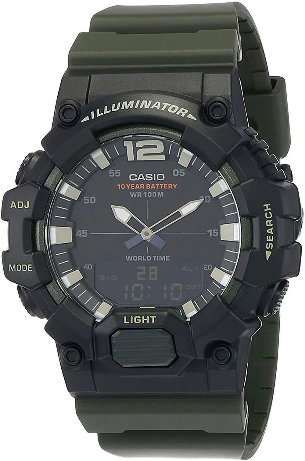Green Black Analog-Digital World Time Watch C1784