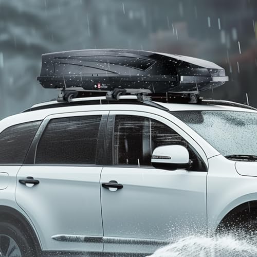 Black 22 Cubic Feet ABS Hard Shell Roof Box with Dual-Sided Opening L400