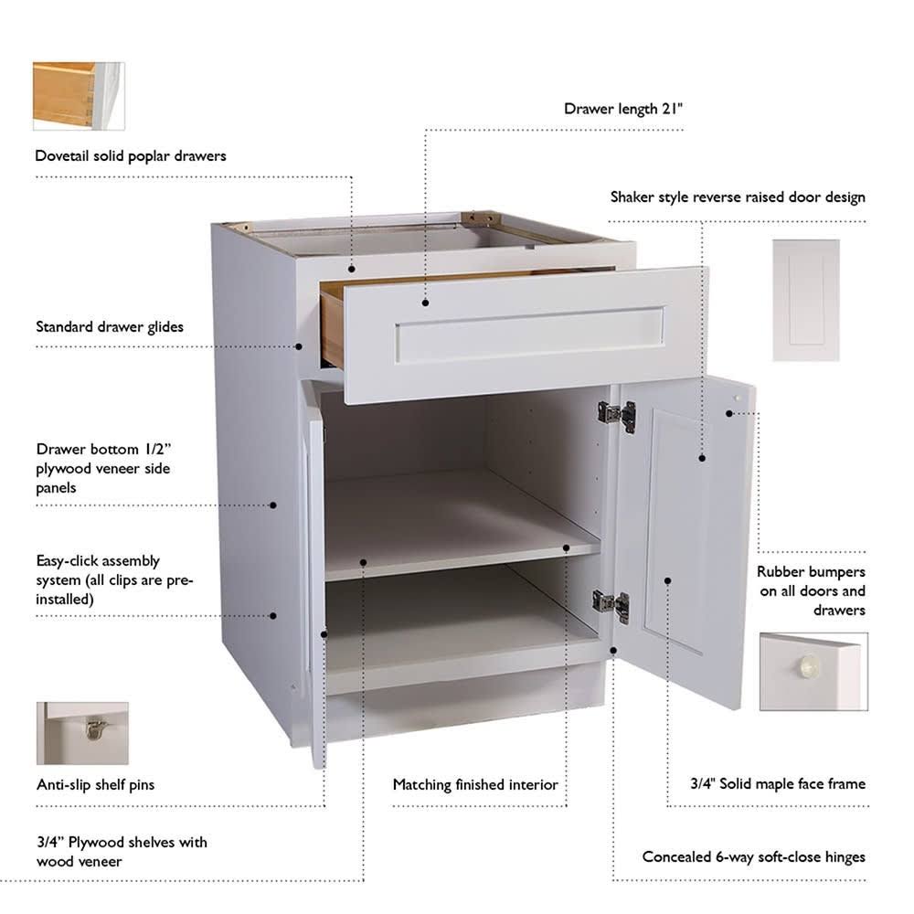 White Shaker Kitchen Base Cabinet L60685