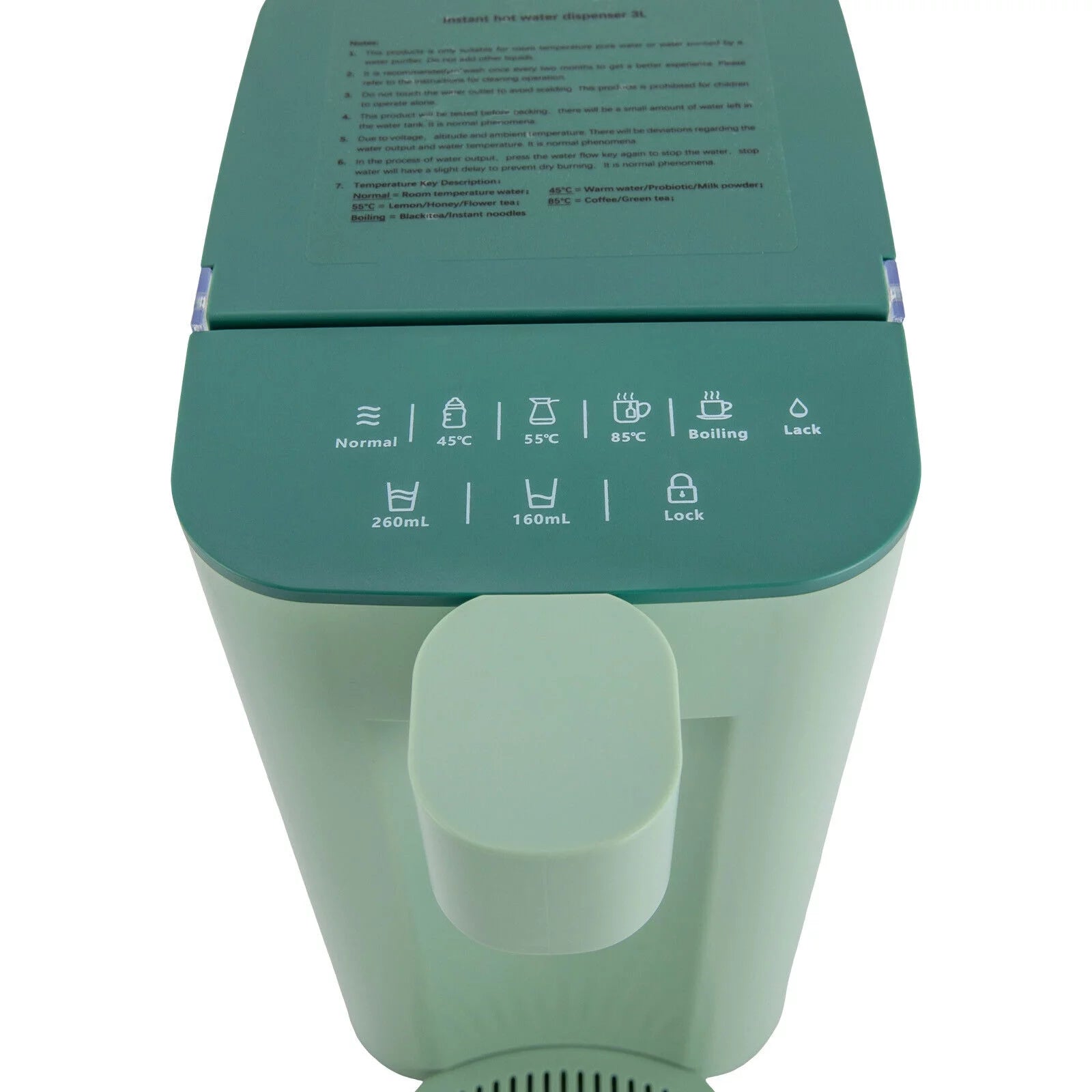 Green Instant Hot Water Dispenser Portable Countertop Electric Kettle 5 Temperature Adjustable 3L Water Tank J5616