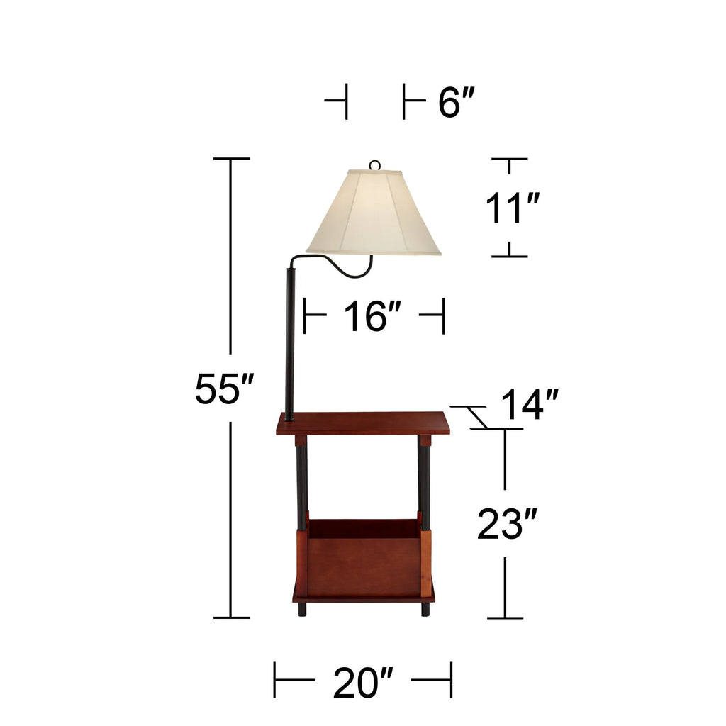 55" Tall Wood Floor Lamp with Off White Shade P167