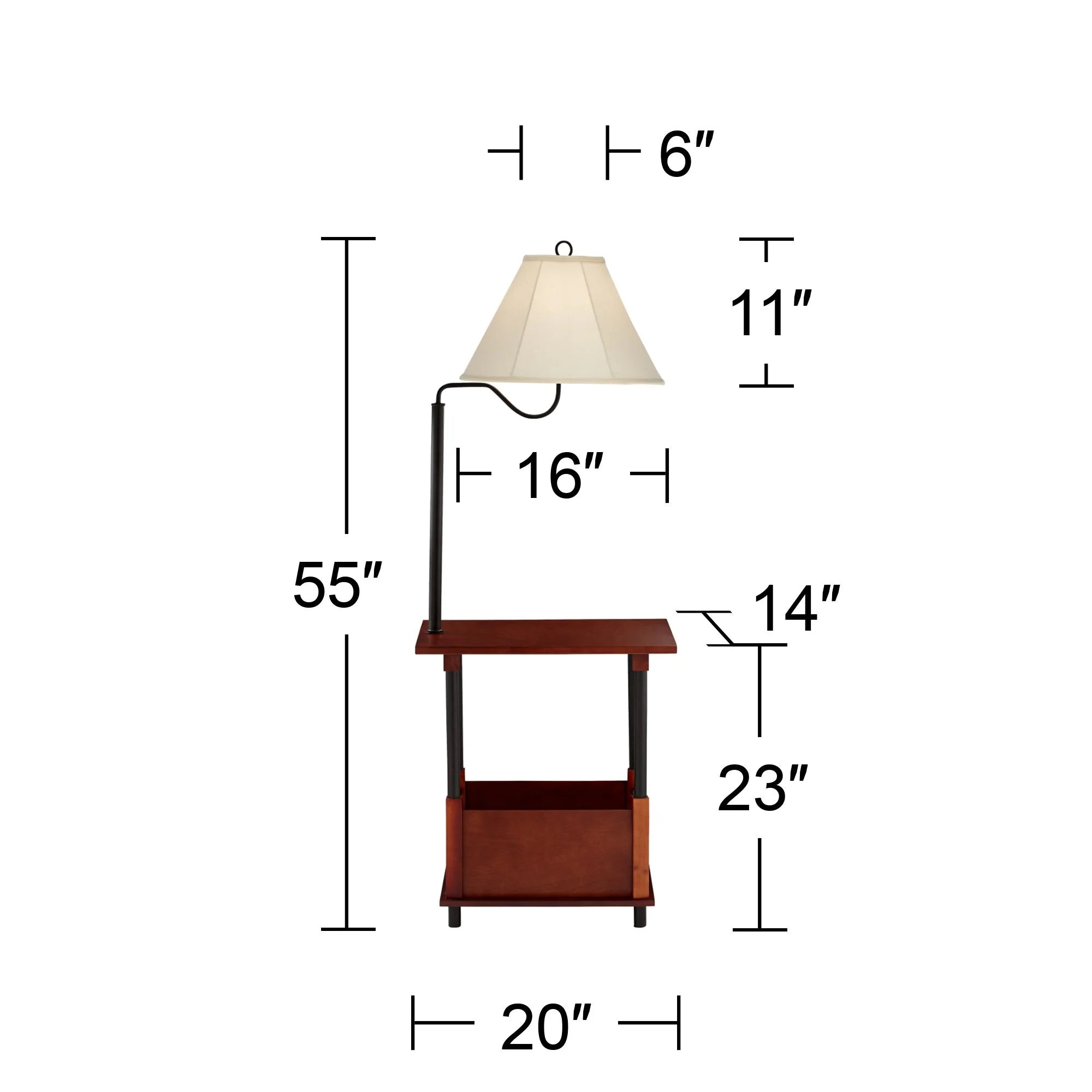 55" Tall Wood Floor Lamp with Off White Shade P167