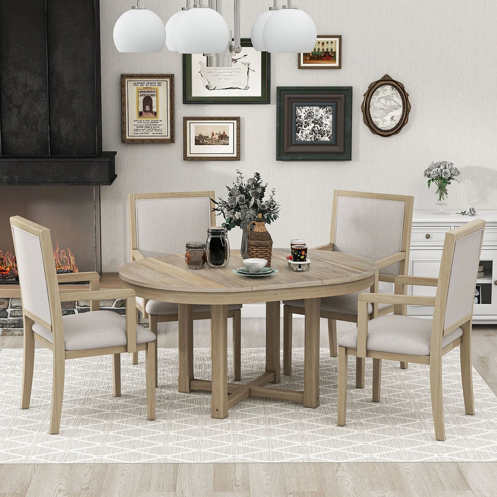 5-Piece Extendable Wood Dining Table Set O99097