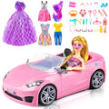 76 Pcs Doll & Convertible Car Playset with 11.5 In Doll L283