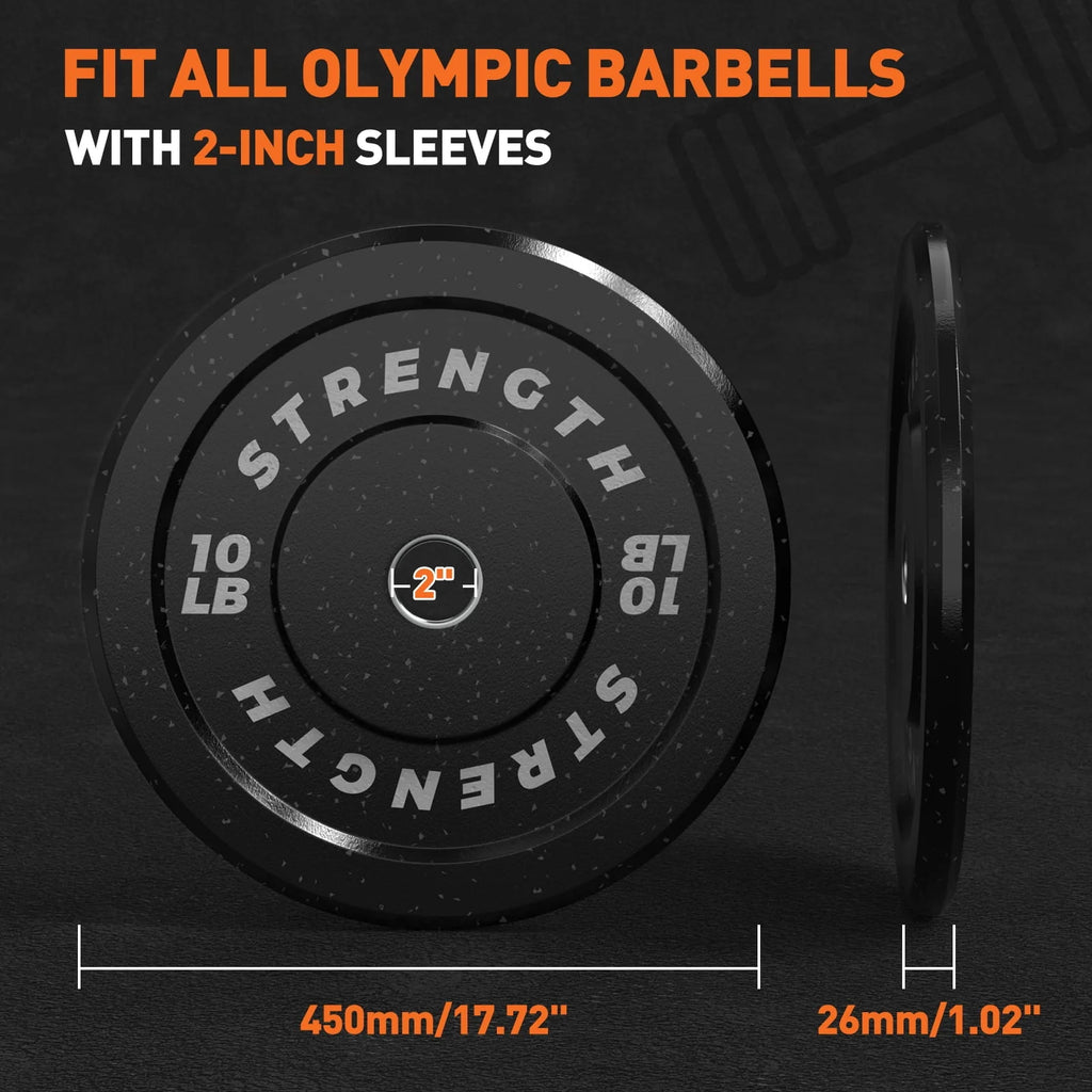 Olympic Bumper Plates, 10lb to 55lb Weights, High-Bounce Rubber Weight Plates U7790