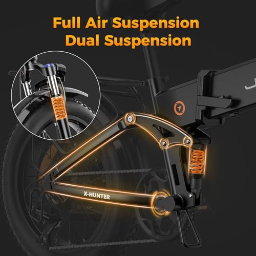 1400W Peak Motor 30MPH Max Speed 624WH Removable Battery Full Suspension 20'' Fat Tire Foldable Ebike X5964