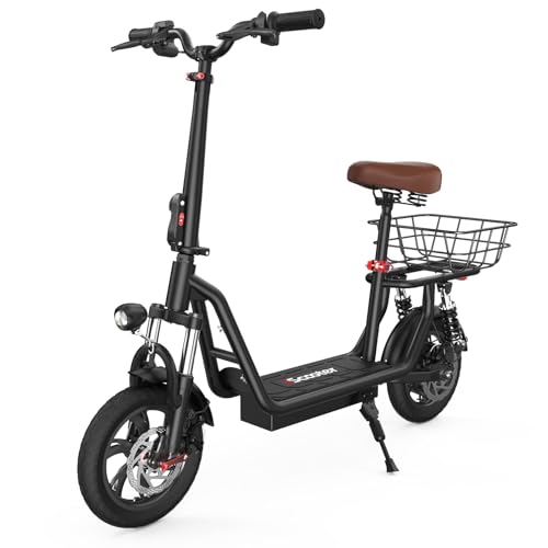 Electric Scooter with Seat, 37 Miles Long Range, 28 MPH Top Speed, 14" Pneumatic Tire R876