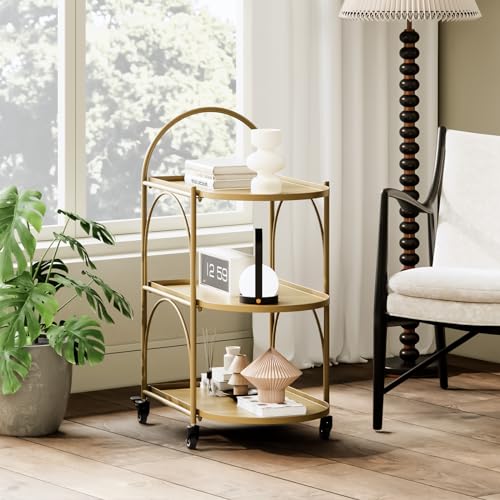 Black Metal Bar Cart with Wheels I3214