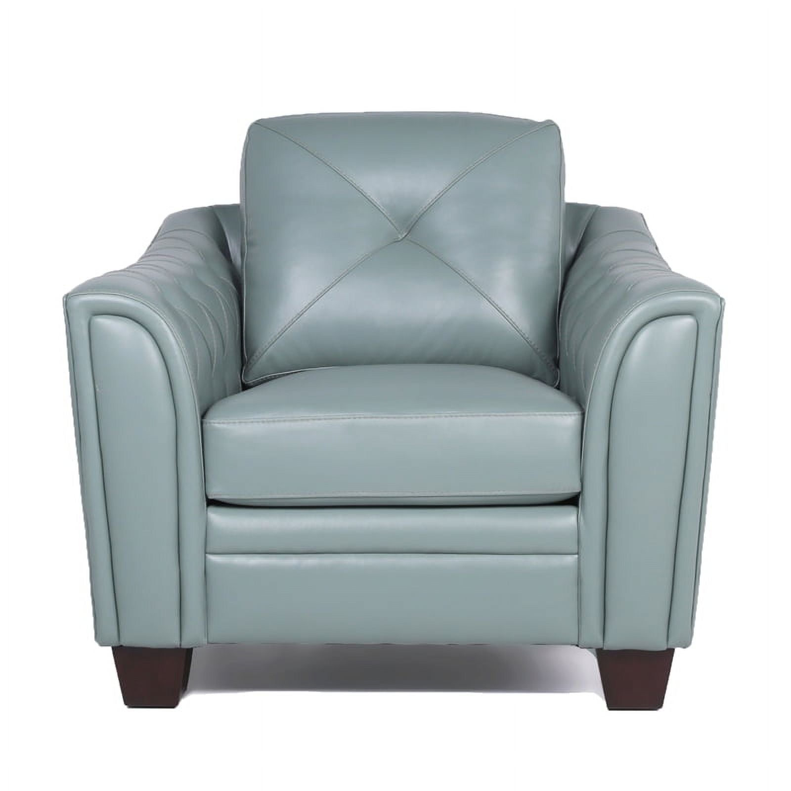 2 Piece Tufted Leather Accent Chair Set In Spa Blue V12599