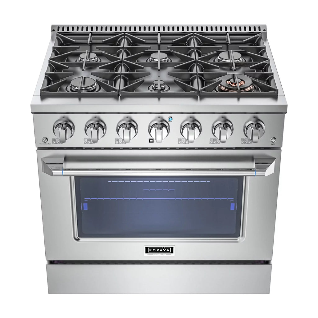 36 in. 5.2 cu. ft. Single Oven Gas Range with 6 Sealed Burners and Continuous Grates in Stainless Steel G664652