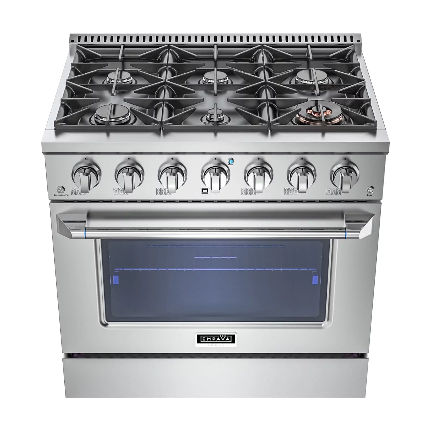 36 in. 5.2 cu. ft. Single Oven Gas Range with 6 Sealed Burners and Continuous Grates in Stainless Steel G664652
