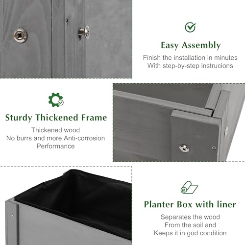 Raised Garden Bed with Legs, 40x20x31'', Wood Elevated Planter Box R126