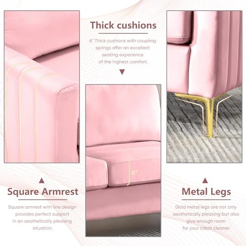 Pink Velvet 3 Piece Sofa Set A3120