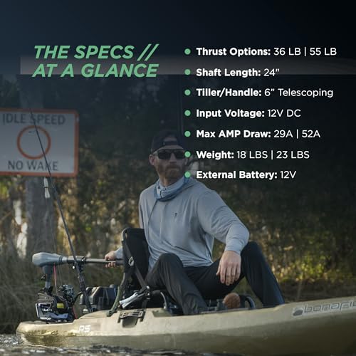 55lb Thrust Transom Mounted Saltwater Electric Trolling Motor with LED Battery Indicator (24" Shaft) J1077