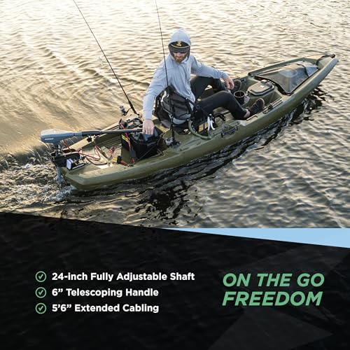 55lb Thrust Transom Mounted Saltwater Electric Trolling Motor with LED Battery Indicator (24" Shaft) J1077
