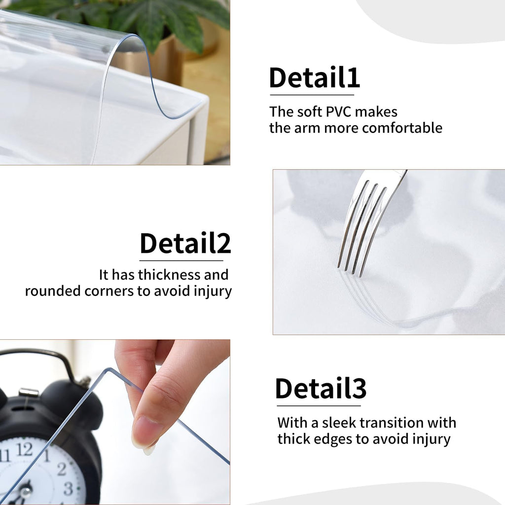 Clear Desk Mat, Non-Slip PVC Desk Protector with Round Edge (47.2"*23.6") W361