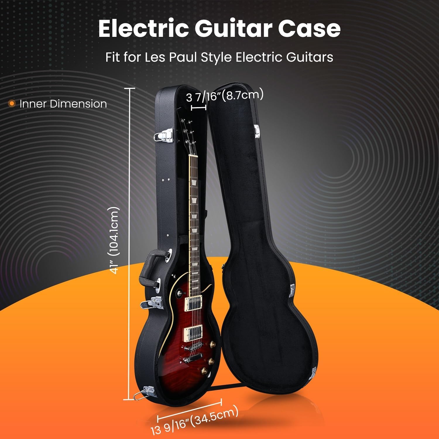 Black PU Leather Wooden Hard-Shell Guitar Case U549080