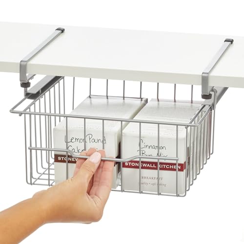 Compact Hanging Pullout Drawer Basket - Metal Wire - Silver Z4329