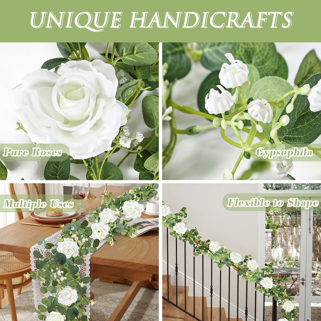 6.5ft Artificial Eucalyptus Garland with Flowers T8091