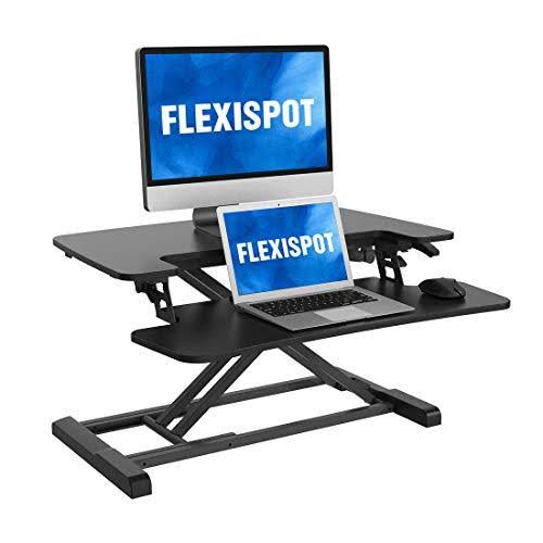 Black Height Adjustable Standing Desk Converter with Keyboard Tray B148