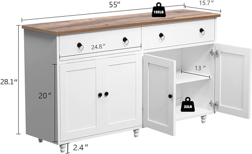 Black Buffet Cabinet with 2 Drawers and 4 Doors P240