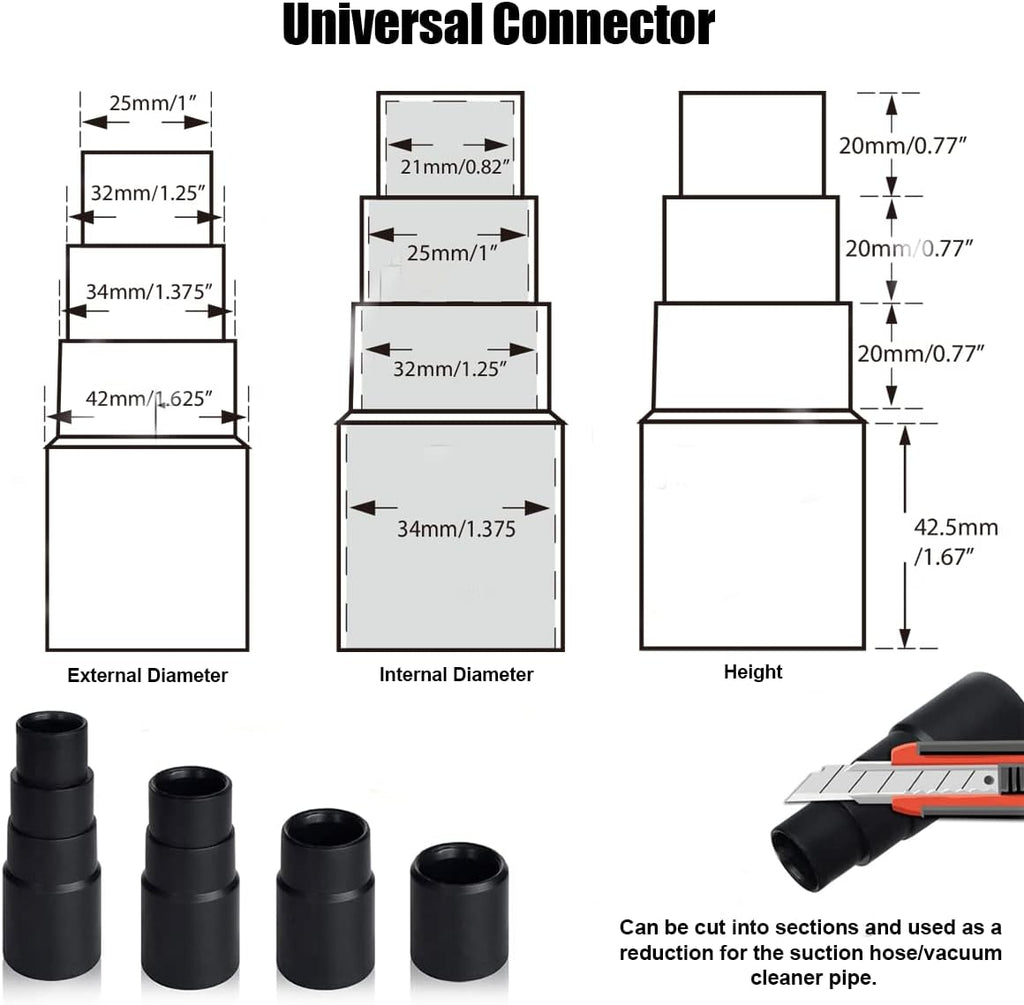 2 Pieces 25mm Horse Hair Vacuum Attachment with Universal Connector, Round Dust Brush, Hose Adapter S34877