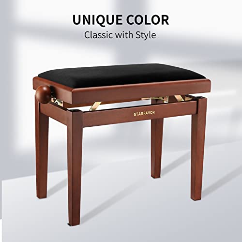 Adjustable Wooden Piano Bench with Padded Seat Cushion M339364
