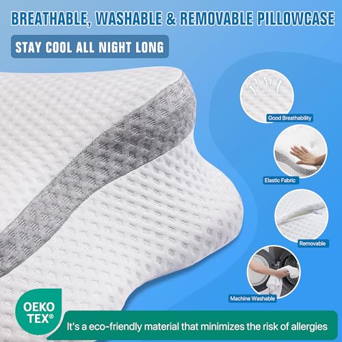 Cooling Contour Memory Foam Adjustable Orthopedic Neck Pillow with Pillowcase N957