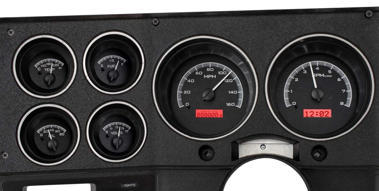 Black Alloy Analog Dash Gauges System H31262