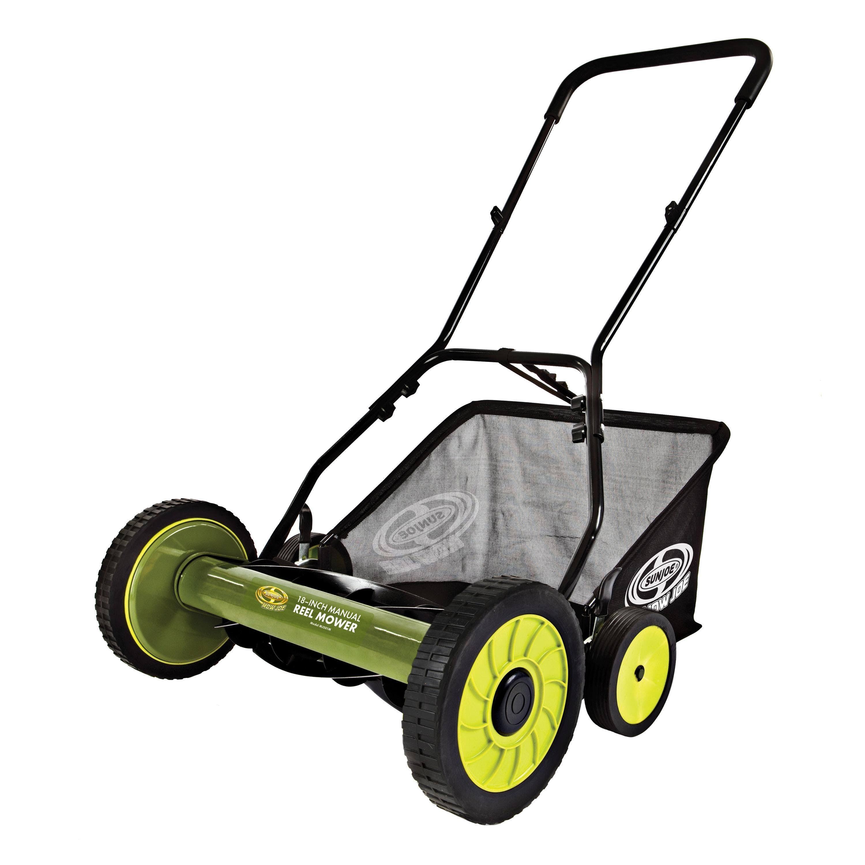 Black Manual Reel Mower with Grass Catcher S60857