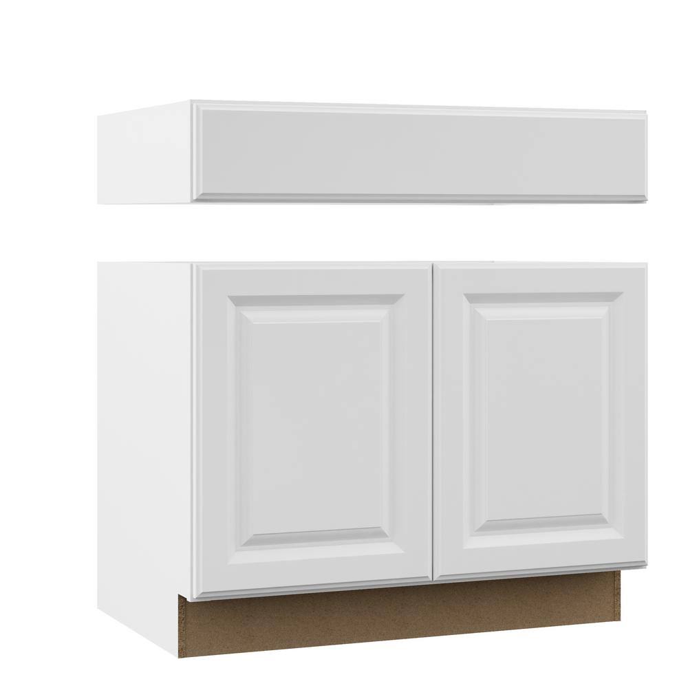 Satin White Assembled 36 in. x 34.5 in. x 24 in. Accessible Sink Base Kitchen Cabinet Z6551