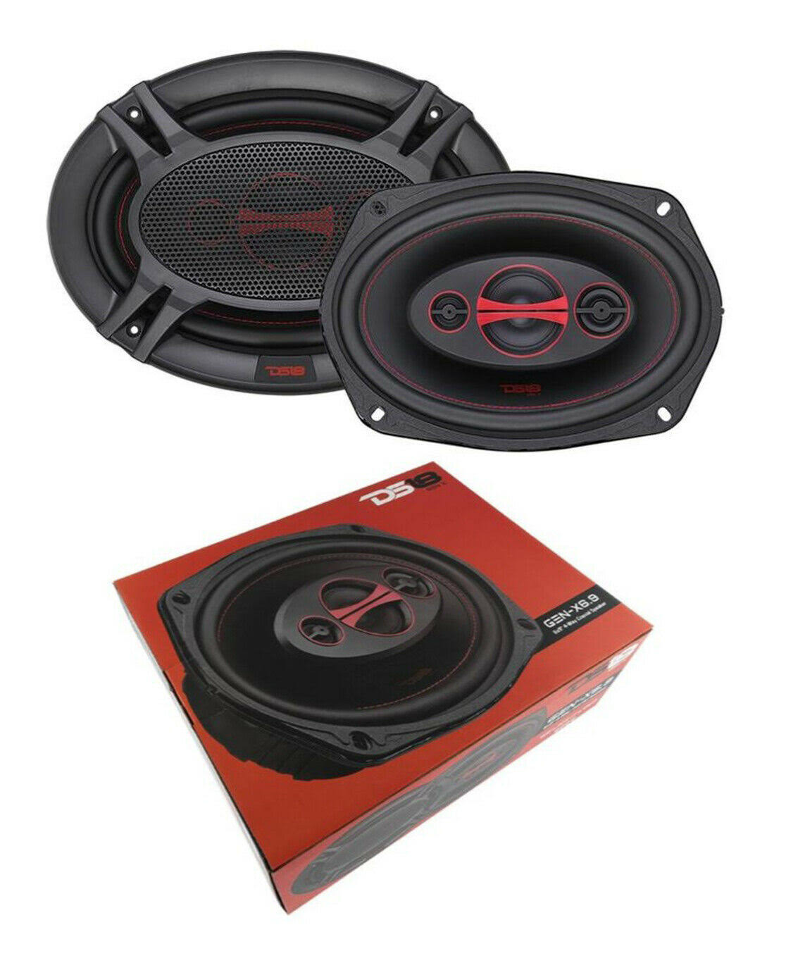 6 x 9 inch 4 Way 180W Coaxial Speaker, 1 Pair, Black C4094