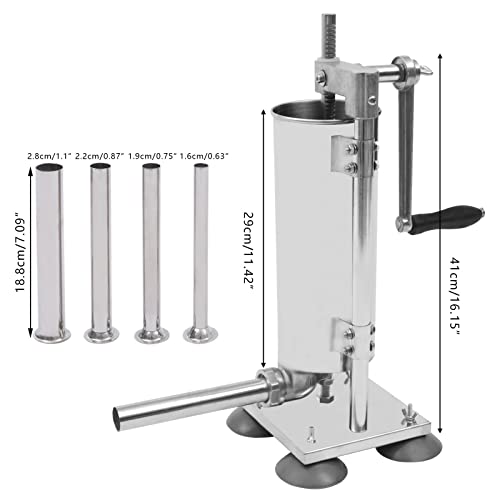 Stainless Steel 3L 6LBS Vertical Meat Sausage Stuffer Machine with 8 Stuffing Tubes S784983