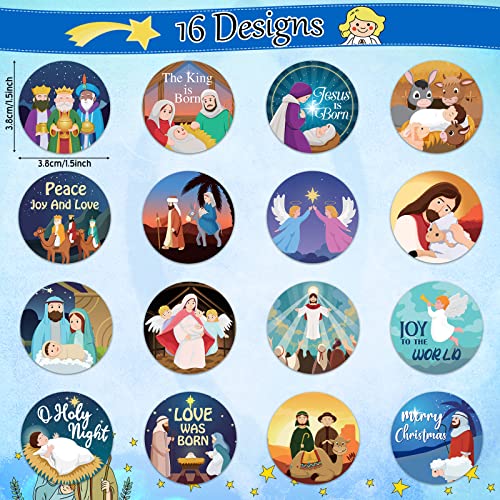 800 Pcs Christmas Religious Stickers, 16 Designs V13972
