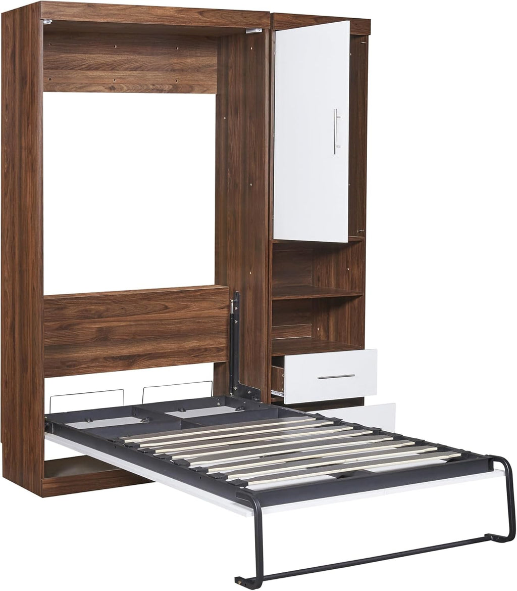 Twin Murphy Bed with Storage Drawers, White Wood G5986