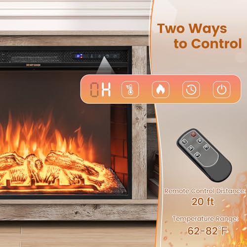 Black 70-inch Wooden Electric Fireplace TV Stand with Remote Control Q956