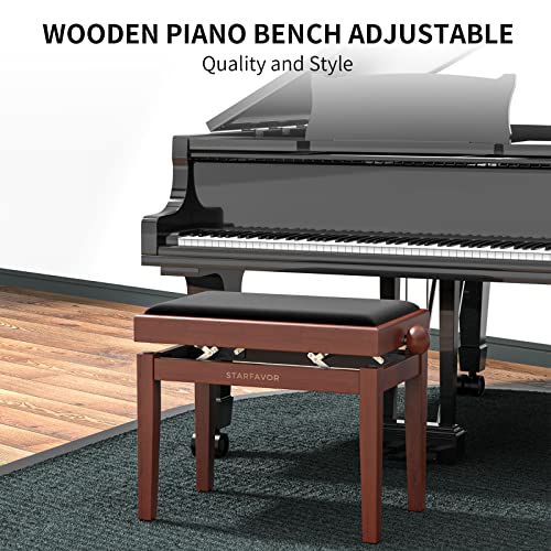 Adjustable Wooden Piano Bench with Padded Seat Cushion M339364