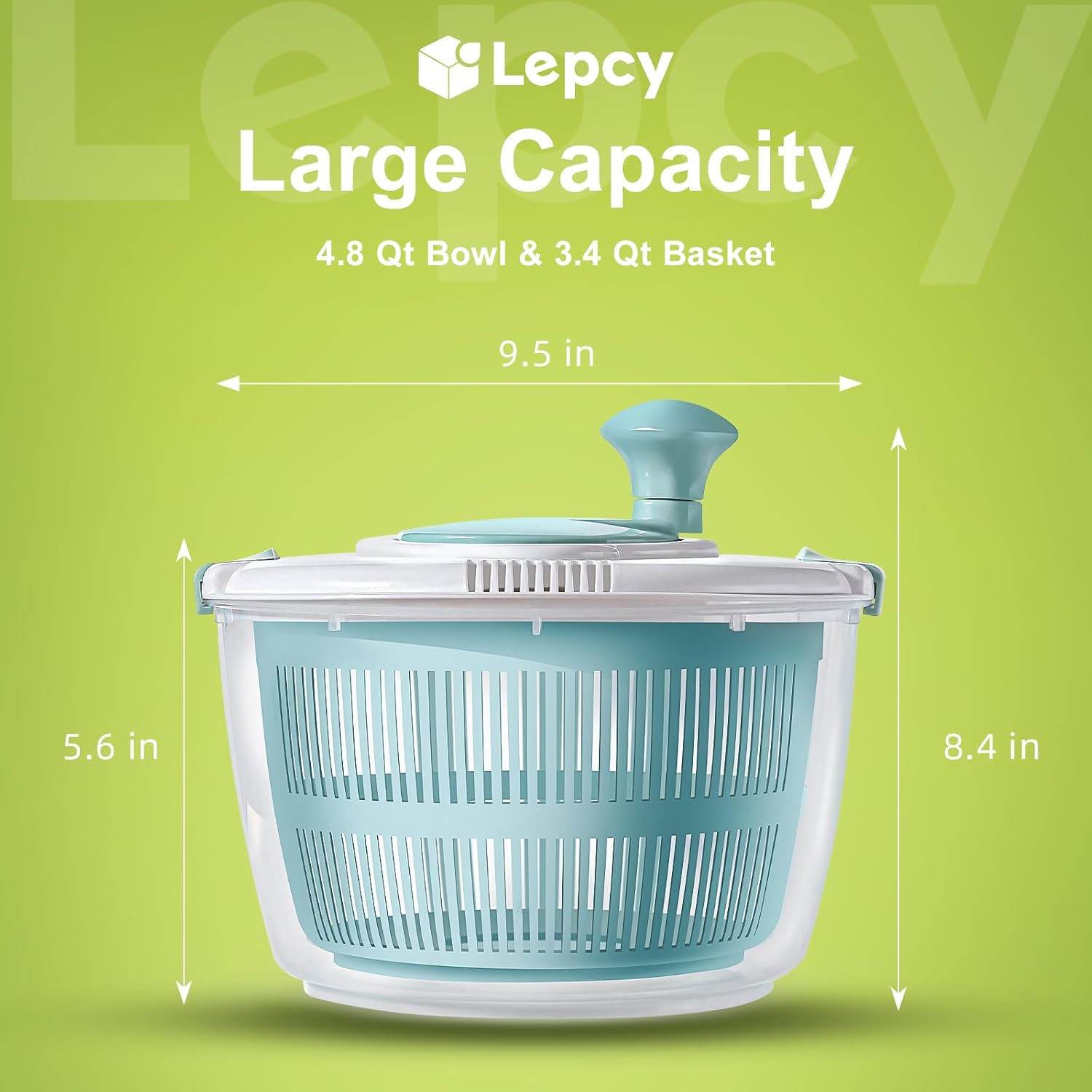 4.8 Qt Large Capacity Salad Spinner with Storage Lid Z390774