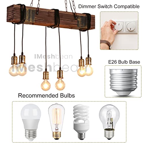 10 Heads Rustic Wood Beam Hanging Pendant Light Fixture X669202