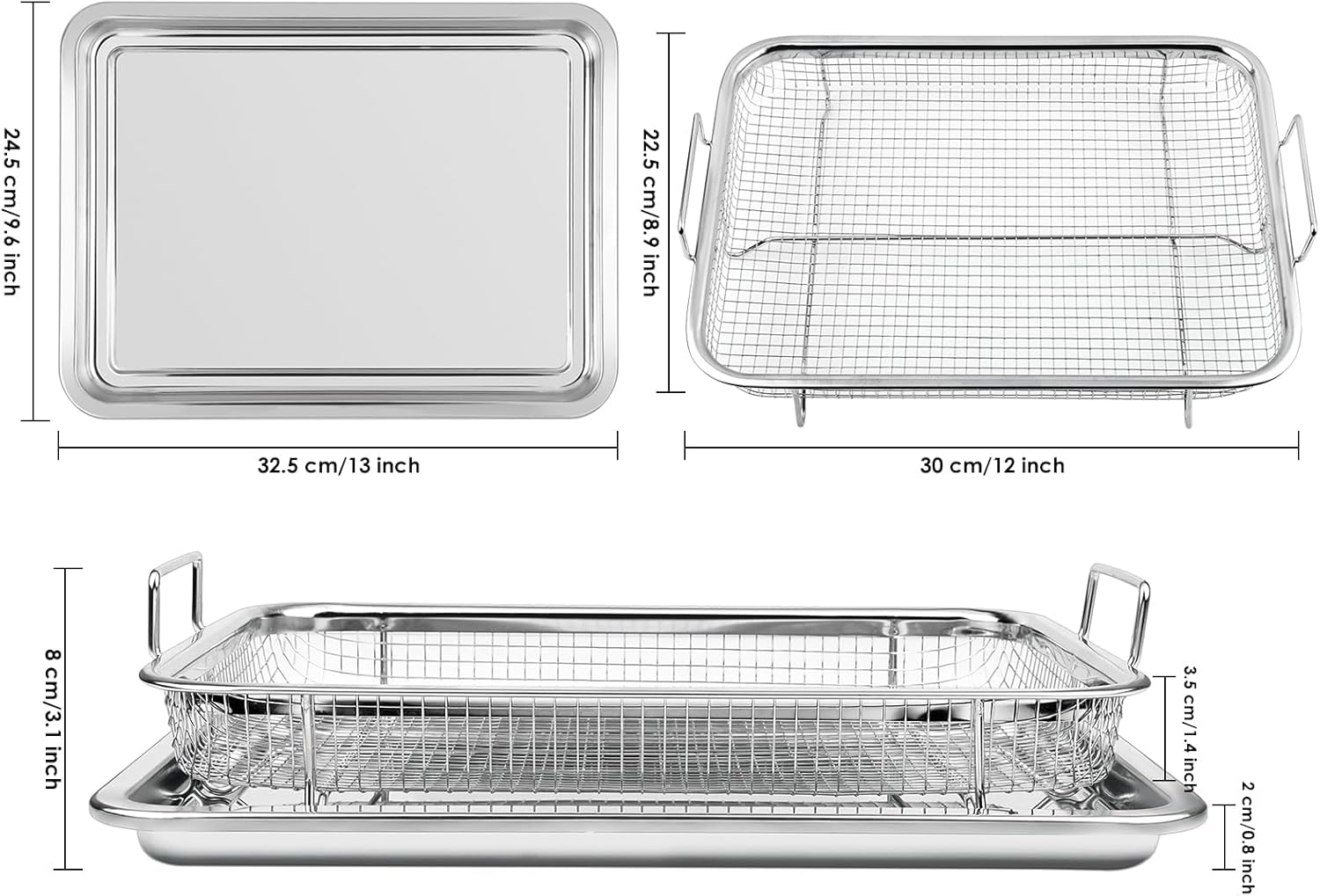 Set of 2 Stainless Steel Filter Basket 13 x 10 Inches D523