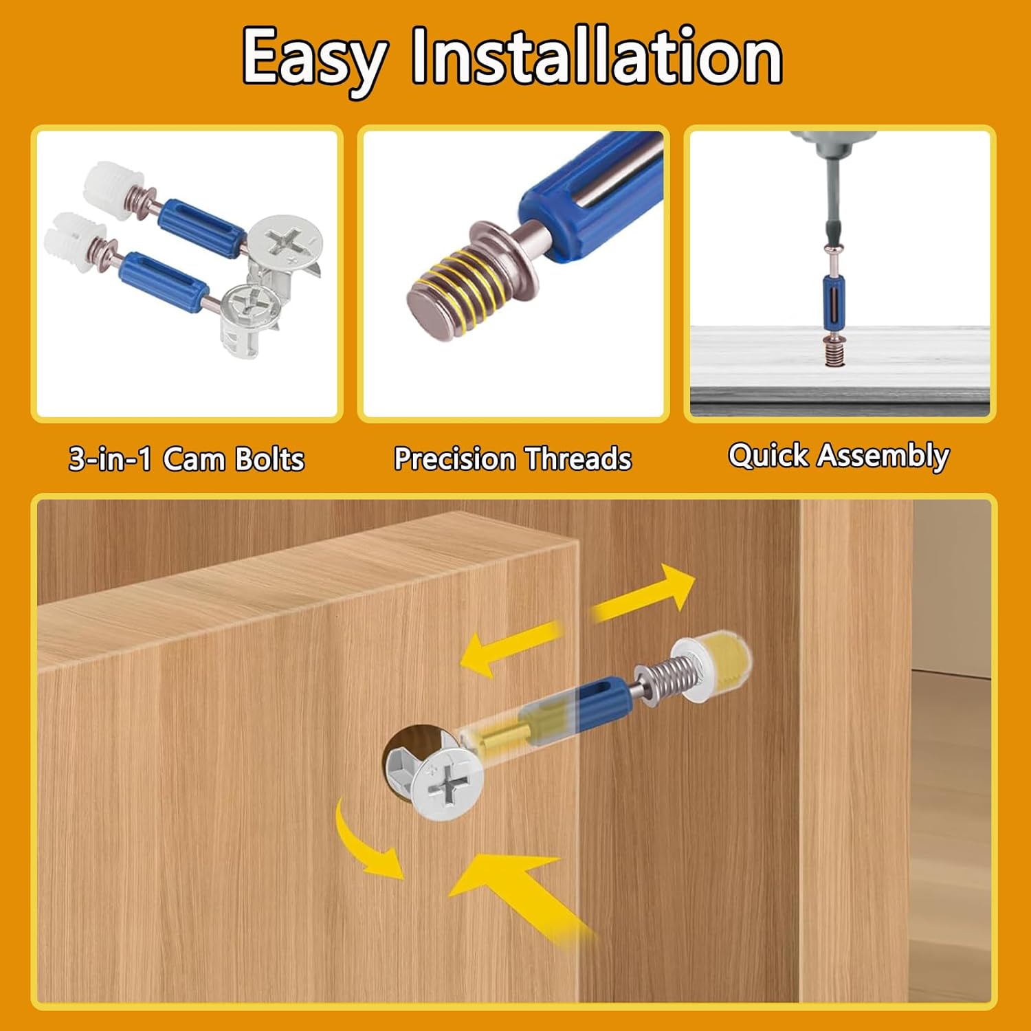 120Pcs 3 in 1 Cam Lock Fasteners E2679
