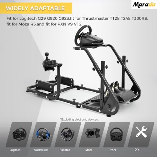 Reinforced Stabilizing Racing Steering Wheel Cockpit Adjustable Driving Simulator TV Stand M6378