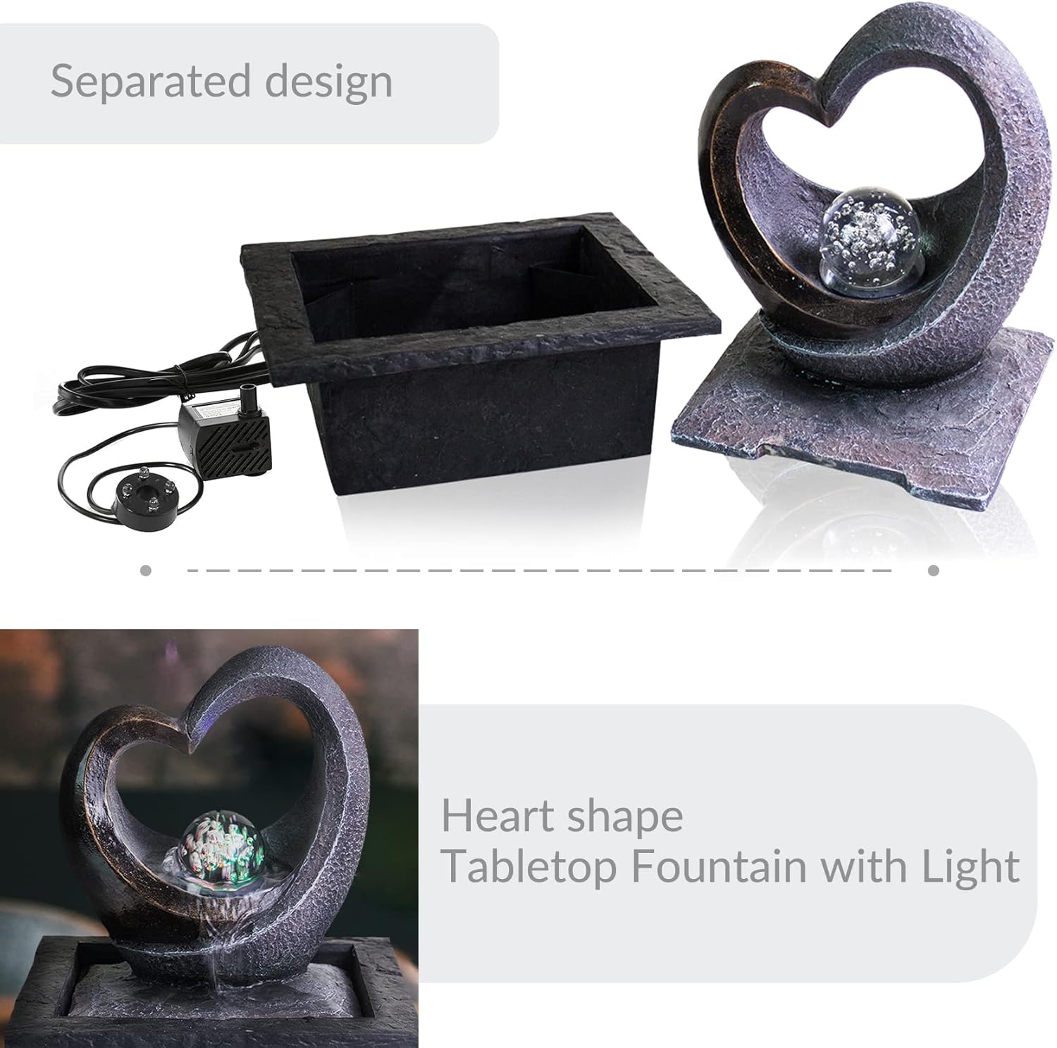 Water Garden Zen Fountain with LED Light E650