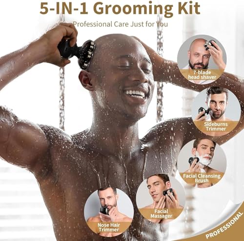 Detachable Head Electric Razor 7D Rotary Shaver Grooming Kit with Type-C Charge S125