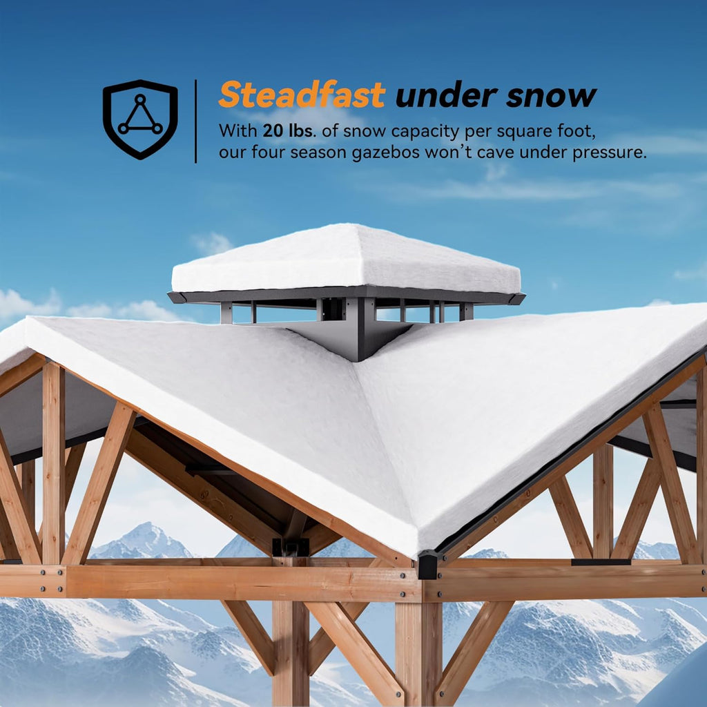 Heavy Duty Hardtop Wood Gazebo with Steel Roof K32024