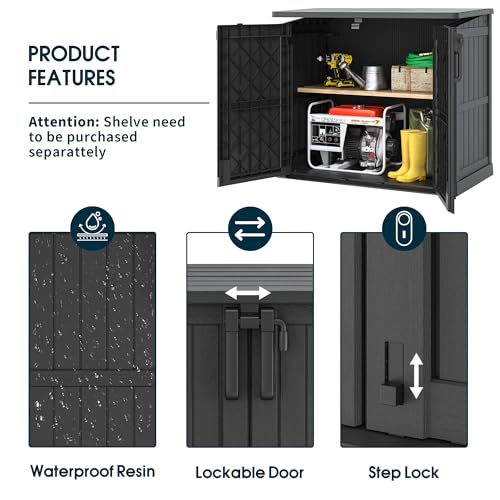 Outdoor Resin Storage Shed 36 Cu. Ft. Lockable Waterproof Storage Box N46998