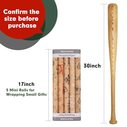 5 Rolls 17" x 120" Vintage Kraft Christmas Wrapping Paper Set B322