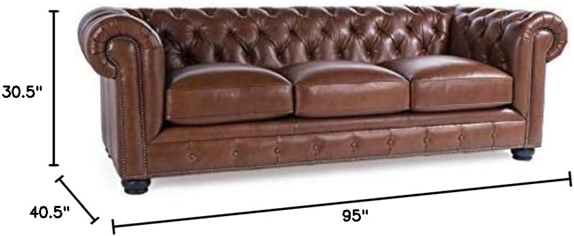 Traditional Leather Tufted Back Chesterfield Sofa D605041