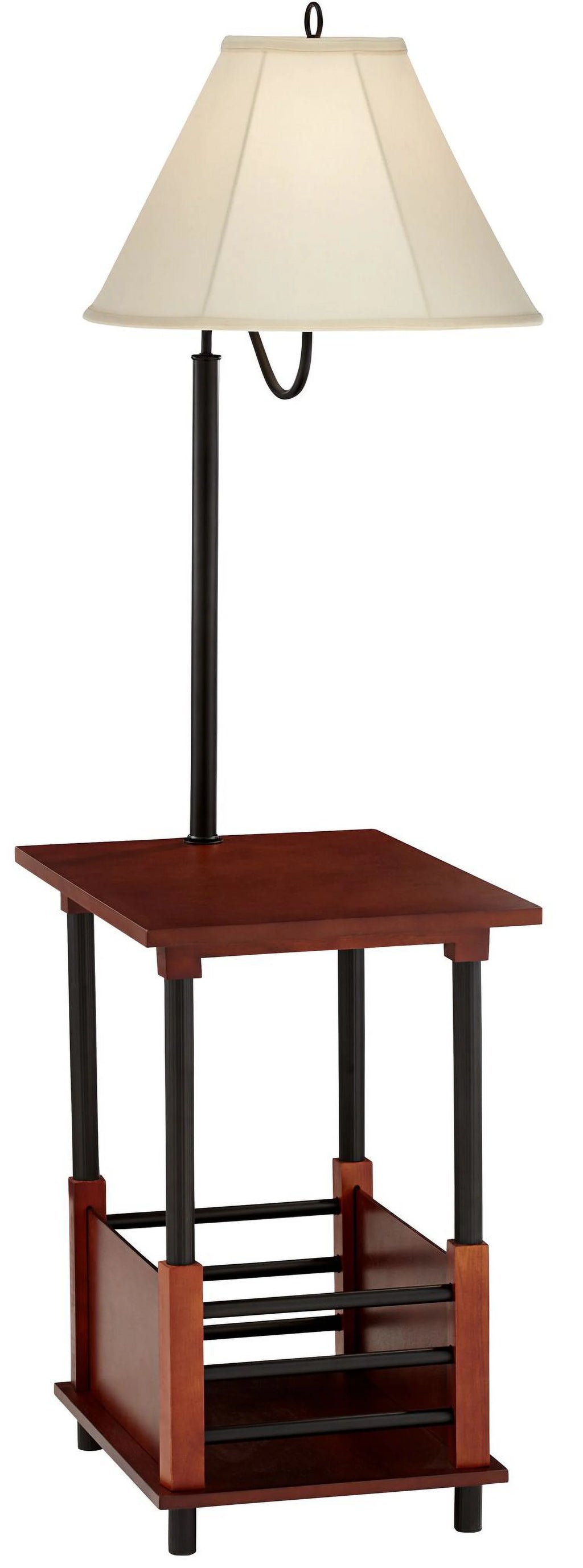 55" Tall Wood Floor Lamp with Off White Shade P167