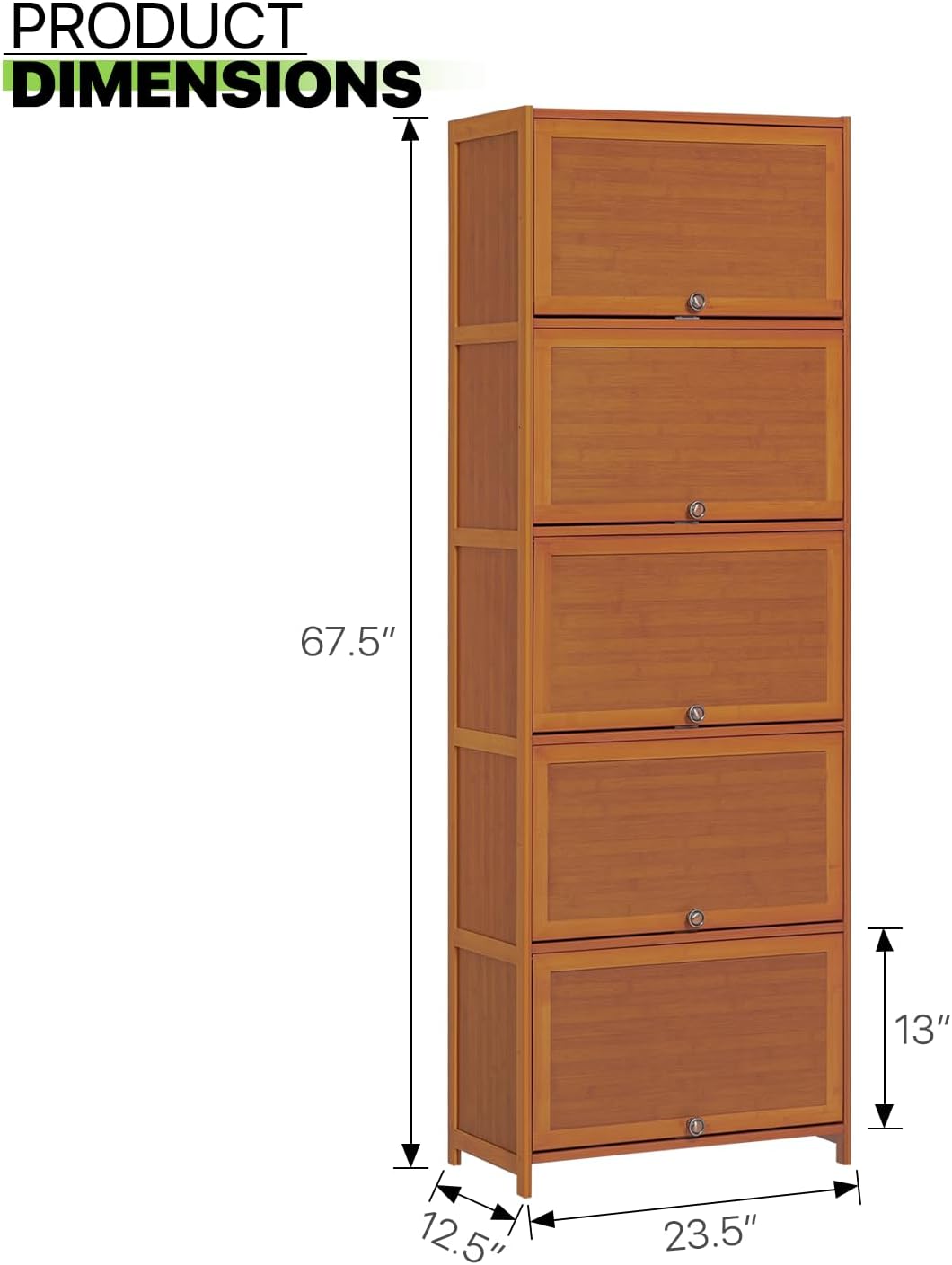 Tall Bamboo Shoe Storage Cabinet with Doors, 10 Tier Freestanding Shoe Shelf Rack R3747